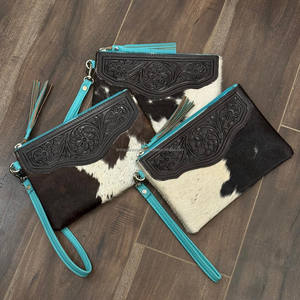 Bolso de mano de cuero de gran capacidad para mujer, billeteras de cuero genuino de alta calidad con pelo en relieve - Product Image 5