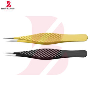 Pinces à cils greffées jaunes et noires, au meilleur prix, pour salon de beauté, idéales pour la pose d'extensions de cils. - Product Image 3