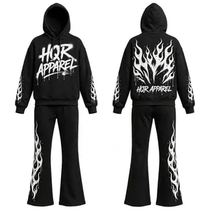 Conjunto Deportivo de Invierno con Logotipo Personalizado, Ecológico, Lavado Ácido, Transpirable, 100% Algodón, Sudadera con Capucha y Pantalones Rectos Acampanados - Product Image 6