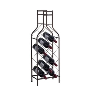 Porte-bouteilles créatif en métal en forme de bouteille de vin, sur pied, capacité 12 bouteilles, organisateur de rangement pour vin en fil de fer autoportant - Product Image 1