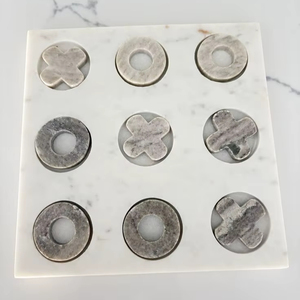 Jeu de Tic Tac Toe en Marbre Fait Main, Plateau de Jeu en Pierre, Décoration de Table Basse de Luxe, Cadeau Idéal pour la Maison et le Bureau, Amusement Garanti, Articles Premium - Product Image 1