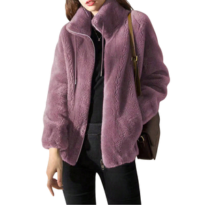 Womens Oversized Sherpa Fleece 100% Polyester <b>Thick</b> Jacket Soft Warm <b>Winter</b> Zip <b>Coat</b> High Neck Long Sleeve Casual Outdoor Teddy - Product Image 1