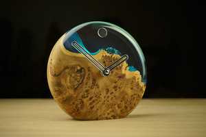 Handmade Burl Wood <b>Clock</b> Modern Epoxy Resin Desk Decor - Product Image 6