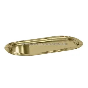 Bandeja decorativa de alta gama para café, té y aperitivos, para la mesa de comedor, bandeja plateada rusa fabricada por Zahid Exports - Product Image 1
