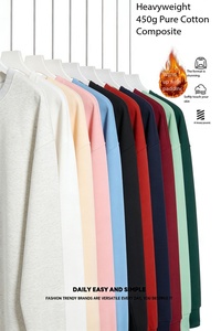 เสื้อสเวตเชิ้ตผู้ชายทรงหลวม ผ้าคอตตอนเนื้อหนัก 450 กรัม สีพื้น ปักโลโก้ตามสั่ง ราคาโรงงานจากบังกลาเทศและจีน ขายส่ง - Product Image 4