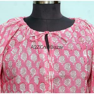 Vestido Mini Informal de Oficina para Mujer, 100% Algodón Tejido a Mano, Manga Larga, Cuello Redondo, Estampado Floral, Transpirable, Ecológico, Holgado - Product Image 3