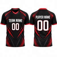 Camiseta de Fútbol Sublimada para Hombre, Transpirable, con Patrón Geométrico Azul, Cuello en V, Poliéster que Absorbe la Humedad, Corte Ajustado, Personalizable con el Logotipo del Equipo