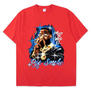 T-shirt à manches courtes et col rond pour homme Pop Smoke Meet The Woo V2, bleu marine, imprimé numérique, style streetwear, tissu jersey - Product Image 2