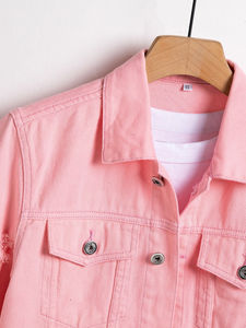 Chaqueta Vaquera de Diseño Nuevo para Hombre, Estilo Vintage con Mangas Deshilachadas y Rasgadas, Cuello Camisero, Corte Regular, Prenda Exterior de Algodón para Primavera, Elegante - Product Image 3