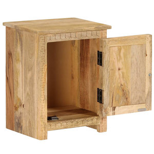 Vintage Solid Wood Carved One Door <b>Side</b> <b>Table</b> <b>Storage</b> Cabinet Bedroom Stool Rustic Farmhouse <b>Living</b> <b>Room</b> Furniture Home Decor - Product Image 2