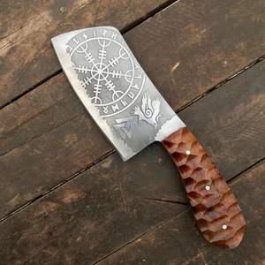 Cuchillo de Camping Mini Hecho a Mano, Hoja Fija de Acero con Alto Contenido de Carbono, Cuchillo Afilado de Alta Resistencia con Mango de Acero y Funda - Product Image 3