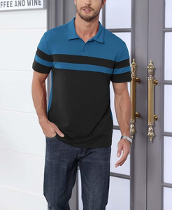 OEM Service Wholesale Breathable Color Block Knitted Print Men's for <b>Shirt</b> Casual Short Sleeve Cotton/Poly Blend Pique - Product Image 5