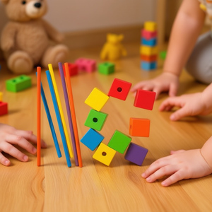 Blocchi e bastoncini in legno ILAN 15x15x15mm 9 pezzi 3x100mm 9 pezzi per costruzioni e gioco per bambini - Product Image 2