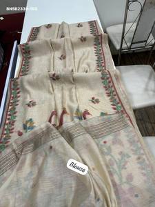 Sari en coton Muga de qualité supérieure, doux, avec tissage Butti et motifs traditionnels, et pallu tissé style Jamdani - Blouse de mode pour femme - Product Image 6