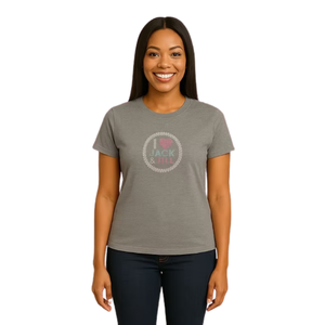 Camiseta Gris con Gráfico de Corazón Brillante para Mujer, Ropa Casual para el Día a Día, Estilo Urbano, Cómoda, a la Moda - Product Image 1