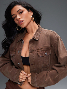 Services OEM : Veste en jean pour femme de qualité supérieure, prix abordable, avec logo personnalisé imprimé, veste en jean courte pour femme - Product Image 3