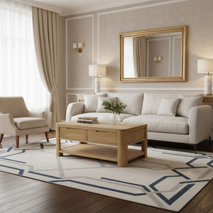 OEM/ODM Premium Wooden Traditional Style <b>Coffee</b> <b>Table</b> with Open Shelf and 2 Drawers for Living Room Model INCT01 Wholesale Price - Product Image 2