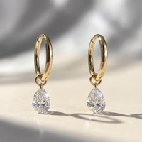 Pendientes Clásicos de Diamantes con Corte Princesa para Mujer, Joyería Fina de Oro para Boda, Disponibles al Mejor Precio Competitivo