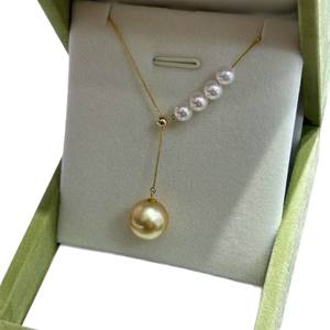 Collar con Colgante de Cadena en Forma de Y de Oro de 18K, Collar de Perlas Naturales de Agua de Mar Sonriente Lulu, Cadena para Clavícula de Mujer, Collar Sonriente de Oro de 18K - Product Image 5