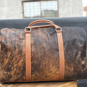 Sac de voyage léger en cuir véritable avec logo personnalisé, sac de week-end, sac de voyage pour une nuit, bagage à main LHODB-0118B - Product Image 1