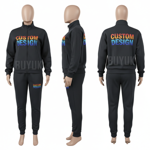 Custom Design Cream Tracksuit Set Unisex Full Zipper <b>Sweatshirt</b> Joggers Casual Autumn Wear 100% Cotton Breathable Regular Fit - Product Image 6