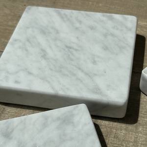 Posavasos Cuadrado de Mármol Blanco Carrara, Decoración Minimalista de Piedra Natural - Product Image 6