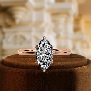Anillo de Compromiso con Diamante Marquise de 6 Puntas en Oro Sólido de 14k, Anillo de Novia con Diamante Cultivado en Laboratorio de 1.5CT, Anillo de Diamante Solitario, Anillo de Promesa - Product Image 6