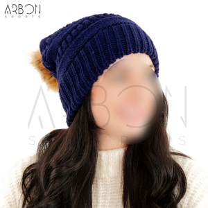 Bonnets unisexes décontractés bleu marine unis, personnalisables, hautement élastiques, épais, pour l'hiver, usage quotidien en extérieur, vente en gros - Product Image 4