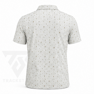 Camiseta Polo Trackstar para Hombre, Color Gris Claro, con Estampado de Iconos de Golf, Manga Corta, Cuello con Botones, Estilo Deportivo Informal, Logotipo Personalizado - Product Image 4