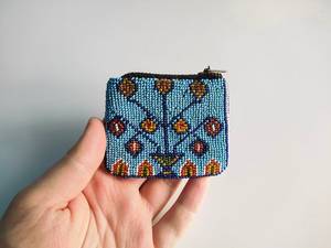 Floral Handmade Beaded Bohemian Style Coin <b>Pouches</b> Zipper Closure Eco-friendly Artisan Made Hand Embroidery Seed Beads Trendy - Product Image 3