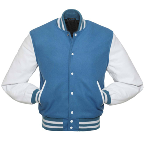 Chaqueta Varsity de Lana Premium con Mangas de Cuero Genuino, Estilo Béisbol Urbano Estadounidense, Alta Calidad, Logotipo Personalizado OEM - Product Image 1