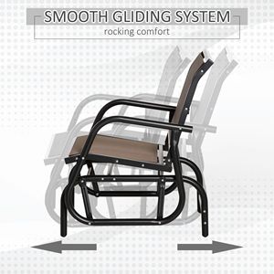 Dondolo da Veranda Tradizionale a Singola Rete con Telaio in Acciaio, Braccioli Curvi Marroni, Comoda Altalena in Metallo per la Serenità del Giardino - Product Image 4