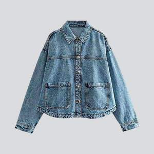 Wholesale Custom Genuine Denim Jacket for Women High Quality Regular Fit Knitted Breathable - Product Image 2