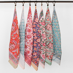 Foulard bandana multicolore en coton style bohème, imprimé au bloc, fait main, doux, pour la tête, le cou, protection faciale, idéal pour la randonnée - Product Image 5