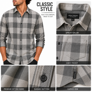 Wholesale Autumn Full Sleeve Custom Oversized Cotton <b>Flannel</b> Plaid Mens Shirt <b>Jacket</b> Casual Mens <b>Flannel</b> Shirts - Product Image 5