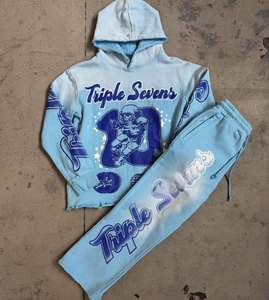 Athletic Fashion Winter Casual Heavyweight Breathable Acid Wash Solid Eco-Friendly Reversible Track Suit Custom Logo Private - Product Image 3