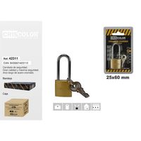 CANDADO 25X60MM Cadenas rectangulaire en laiton chromé avec verrouillage à levier unique