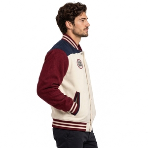 <b>Men</b> Varsity <b>Jacket</b> Custom Letterman <b>Jacket</b> Wool Blend Body <b>Faux</b> <b>Leather</b> Sleeves Embroidered Detail Casual Outerwear OEM - Product Image 3
