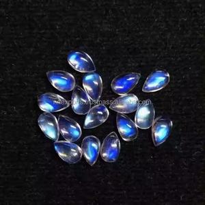 Cabochon en pierre de lune arc-en-ciel naturelle de haute qualité, forme poire lisse, 6x9mm, pour la fabrication de bijoux, vente en gros, pierre de lune prête à l'emploi - Product Image 1