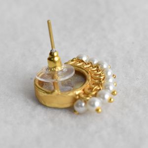 Boucles d'oreilles pendantes en laiton et perles synthétiques, plaquées or 18 carats, faites à la main, bijoux pour femmes, pour tous les jours - Product Image 5