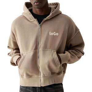 Sudadera con capucha y cremallera para hombre, de tejido de poliéster grueso antiarrugas, con logotipo de marca personalizado, para exteriores, Directo - Product Image 2