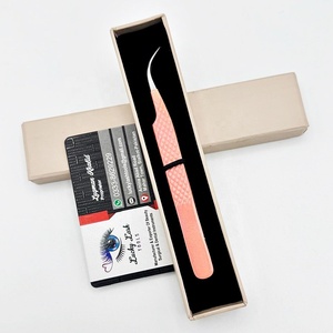 Nouvel arrivage de pinces à cils incurvées en acier inoxydable de haute précision, couleur nude scintillante pour les extensions de cils de marque privée - Product Image 6