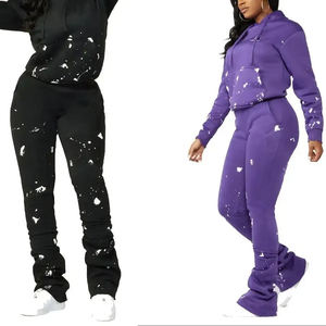 2026 Tie Dye Printing Sublimation Elegant Tracksuit for Women USA Size Pullover flare sweatpants full zip up hoodie tracksuit - Product Image 4