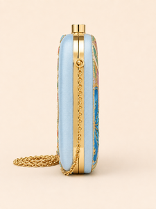 Embroidered Floral <b>Sequin</b> Fashion Clutch <b>Bag</b> Polyester Medium Capacity Silk Lining Chain Strap Evening Purse Woven Handbag - Product Image 5