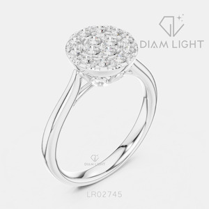 0.444CT IGI Certified Lab Grown Diamond Round Cut Engagement <b>Ring</b> 14K White Gold F+ VS+ Pavé Band Bridal Fine Jewelry Gift - Product Image 2