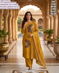 Royal Bloom Traditional Cotton Floor-Length Embroidered Party <b>Kurti</b> - Product Image 1