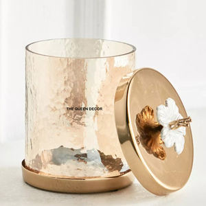 Bocal en verre design avec couvercle en métal et poignée dorée décorative, bocal de cuisine en verre transparent, décoration d'intérieur, contenants alimentaires - Product Image 3