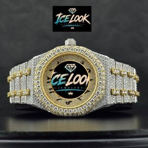 ICE LOOK JEWELERY Men's Luxury Stainless Steel <b>Watch</b> 40mm Round <b>Case</b> Sapphire Dial Analog Quartz Movement Folding Clasp - Product Image 1