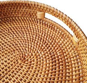 Woven Food Storage Platter for Fruits Bread Snacks Multipurpose Coffee <b>Table</b> Serving <b>Basket</b> Ottoman Tray - Product Image 6