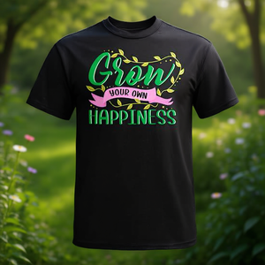 Camiseta Grow Your Own Happiness, unisex, para adultos, manga corta, cuello redondo, estampada en serigrafía, regalo promocional - Product Image 3